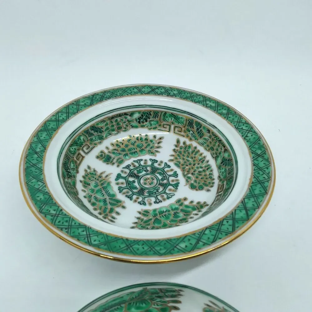 Chinoiserie Fitzhugh Pattern Green And Gold 6 1/4